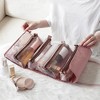 Anna-Kaci Foldable Travel Toiletry Bag with Multiple Clear Zip Compartments and Hanging Design 8.5x6x3in - Mauve Pink - 2 of 4