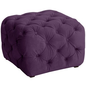 Grace Tufted Cube Ottoman Purple Velvet - Cloth & Co.