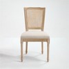 French Country Dining Chairs Set of 2 – Upholstered with Natural Rattan T-Shaped Back, Solid Wood Frame, Carved Details-- Frevyn - 3 of 4