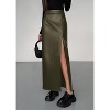 Women's 2025 Faux Leather Pencil Skirt - High Waist Slit Maxi for Office & Winter Fashion Dark Army Green - 4 of 4