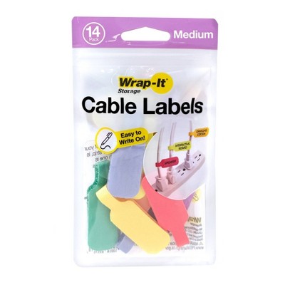 Wrap-It Cable Labels Medium 14pk Bright Pastel