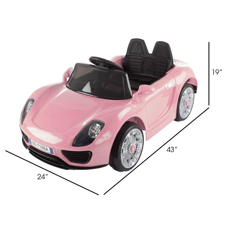 Toy Time Motorized Electric Ride-On Sports Car - 6V Battery-Powered with Remote Control - Pink, 5 of 6