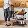 Utility Service Cart 3 Shelf with Wheels, Plastic Heavy Duty Rolling Utility/Push Cart for Commercial/Restaurant/Office/Kitchen - 2 of 4