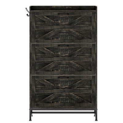 TIRAMISUBEST Narrow Shoe Cabinet - 2-Drawer Grey MDF w/Metal Handles (51"W x 45"H)