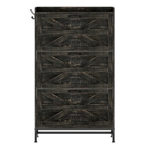 TIRAMISUBEST Narrow Shoe Cabinet - 2-Drawer Grey MDF w/Metal Handles (51"W x 45"H) - 1 of 4