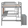 PAGED Twin Size Loft Bed with Desk, Modern Wooden Bed Frame with Writing Board and Lockers for Bedroom - 3 of 4