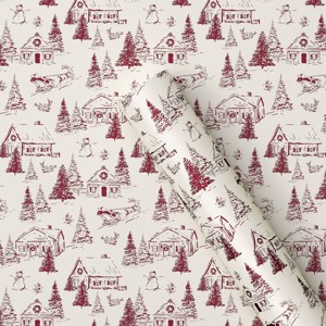 30” 20 sq ft Christmas Roll Wrap Snowy Town - Wondershop™ - 1 of 3