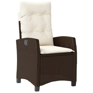 vidaXL Reclining Garden Chair Brown, Cream White - 1 of 4