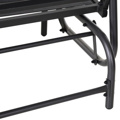 Gray Mesh Outdoor Glider Bench with Powder Coated Steel Frame