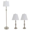 Hasting Home 3-Piece Home Lighting Set - Coordinating Bundle with 2 Table Lamps and 1 Floor Lamp for Home and Office Decor, White - 2 of 4
