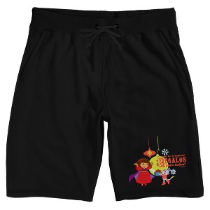 Dora The Explorer Animated Dora, Boots, Presents for Everybody! Regalos Para Todos! on Black  Lounge Shorts Adult - 1 of 3