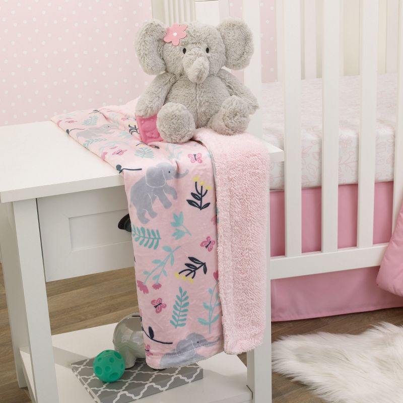 Carter's Floral Elephant Pink Super Soft Baby Blanket, 2 of 5