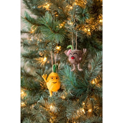 Set of Two Coconut And Pineapple Ornaments - Multi-Colored - Shiraleah