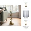 Boho Glam Glass & Aluminum Accent Table with Sculptural Banana Leaf Base Side Table for Living Room, Bedroom, or Office 22" Gold - 4 of 4