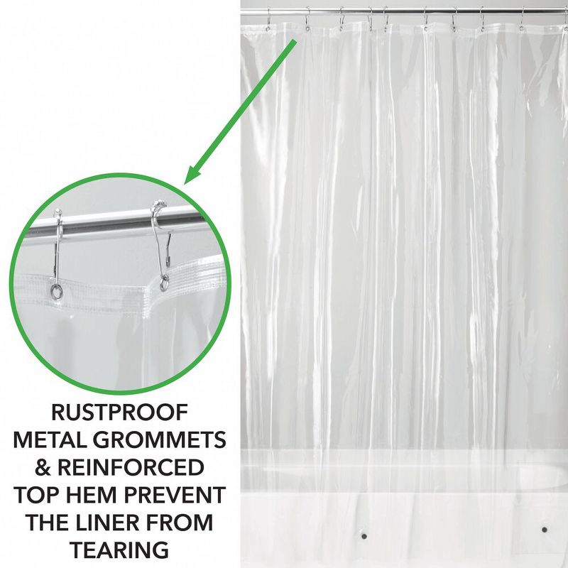mDesign Premium Waterproof Vinyl Shower Curtain Liner, 4 of 8
