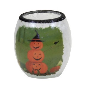 Stony Creek 3.0 Inch Halloween Small Pre-Lit Votive Ghost Pumpkins Witch Novelty Sculpture Lights - 1 of 3