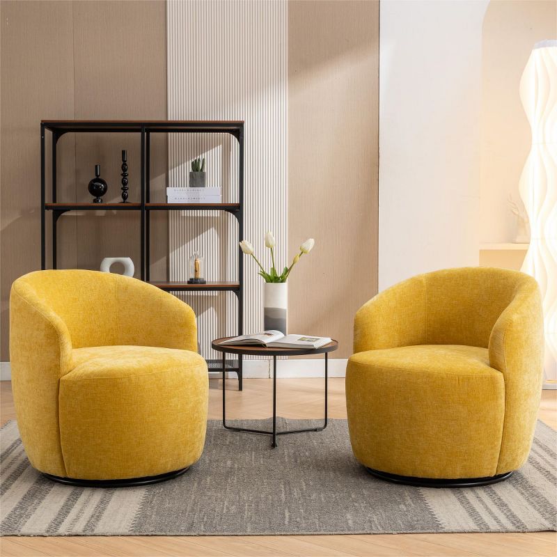 Fannie Chenille Swivel Accent Armchair Barrel Chair,25.60'' Wide Small Velvet Swivel Chair,360° Upholstered Swivel Barrel Chair-Maison Boucle‎, 2 of 12