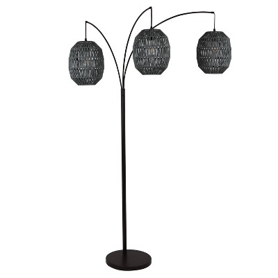 75" 3 Light Laurette Floor Lamp Black - Decor Therapy