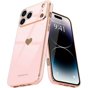 Entronix Case Compatible with iPhone 17 Pro Max - [Flexible] Luxury Glossy Heart - 1 of 4