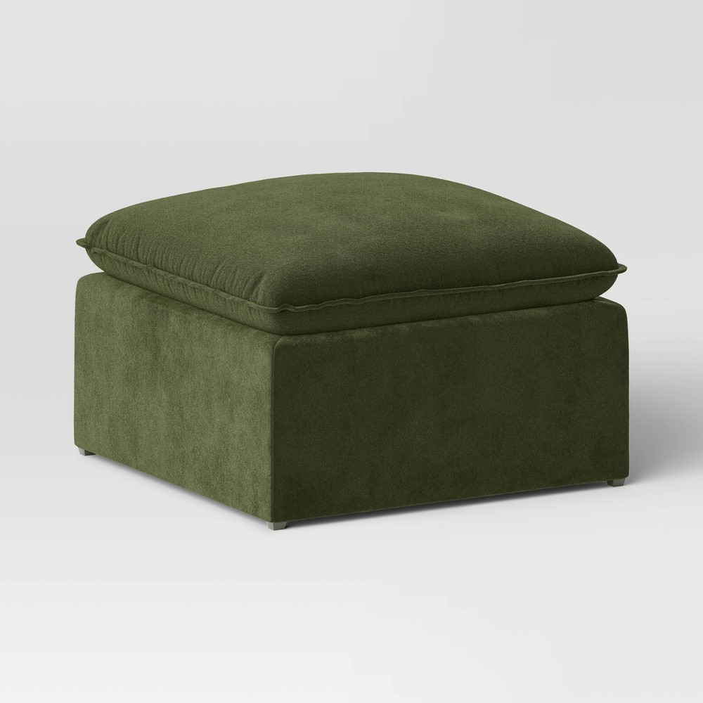 Photos - Pouffe / Bench Haven French Seam Modular Sectional Sofa Ottoman Dark Green Velvet - Thres
