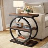 Tribesigns 3-Tier Narrow End Table, Wood Side Table with Black Metal Frames, Industrial Slim Nightstand and Bedside Table - 2 of 4