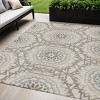 Beige Brown And Teal Blue Floral Medallion Washable Indoor Outdoor Area Rug - 2 of 4