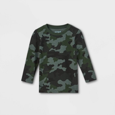 Toddler Boys' Printed Knit Long Sleeve T-Shirt - Cat & Jack™ Camo Green 18M