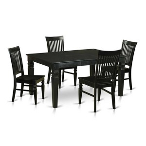 HomeStock 5-Piece Rectangle Black Finish Solid Wood Top Dining table with 4 Chairs - 1 of 4