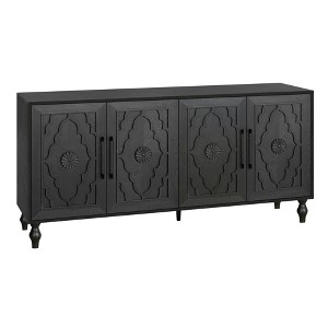Ridstar 32 in. H Black Carved Flower Door Large Decorative Storage Cabinets with Metal Handle - 1 of 4