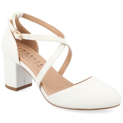 Journee Womens Foster Almond Toe Block Heel Pumps