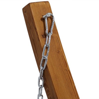 Red Stripe Quilted Double Hammock with Curved Wood Stand