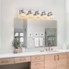 LLHZSY 3/4/5-Light Modern Bathroom Crystal Vanity Light with Round Lampshade -Light Modern Bathroom Wall Light Fixtures-Chrome/Black - 2 of 4