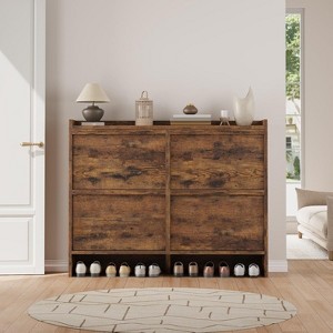 Shoe Cabinet for Entryway, Hidden Shoe Organizer Flip Drawers, Freestanding Wooden Storage Cabinet for Hallway - 1 of 4