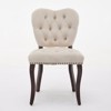 French Vintage Tufted Upholstered Fabric Dining Chair,Set of 2,Beige - 2 of 4