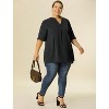 Agnes Orinda Women's Plus Size Casual Solid V Neck 1/2 Sleeves Pleated Blouses - 3 of 4