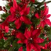 National Tree Company 3' Pre-Lit Feel Real® Pencil Slim Colonial Artificial Christmas Tree with Red Poinsettias, Red Berries Multicolor Lights - 3 of 3