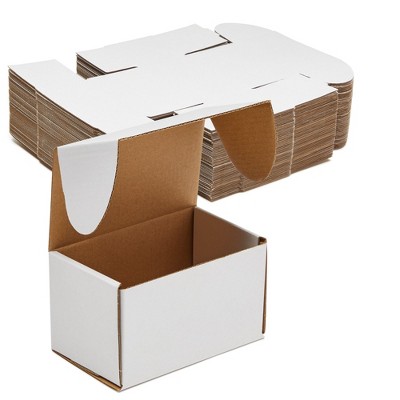 Stockroom Plus Set of 50 White Corrugated Mailer Boxes, Packaging Boxes for Small Business, Easy Assembly with Folding Lids, 5x3x3 In