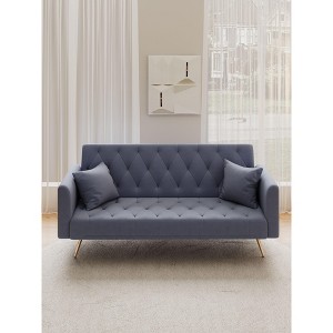 CAVINAS Loveseat Sleeper, Vintage Chair Bed Sleeper for Adults, Velvet Convertible Sofa Bed for Living Room - 1 of 4