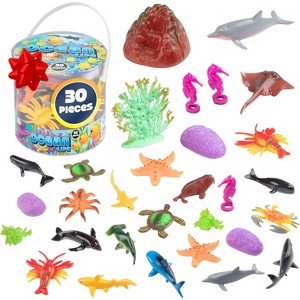 Ocean Life Sea Animal Action Figures 30pc Pack - Giant Bucket of Marine Animals Toy Playset - 1 of 4