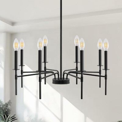 YANSUN 28 in. 6-Light Black Chandelier Farmhouse Chandelier for Dining Room, Dining Light Fixtures Over Table Black