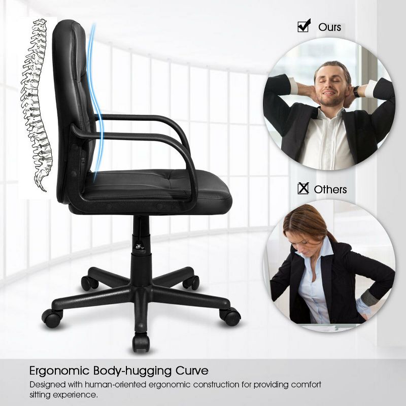 Costway Ergonomic Mid-Back Executive Office Chair Swivel Computer Desk Task Chair New, 5 of 11