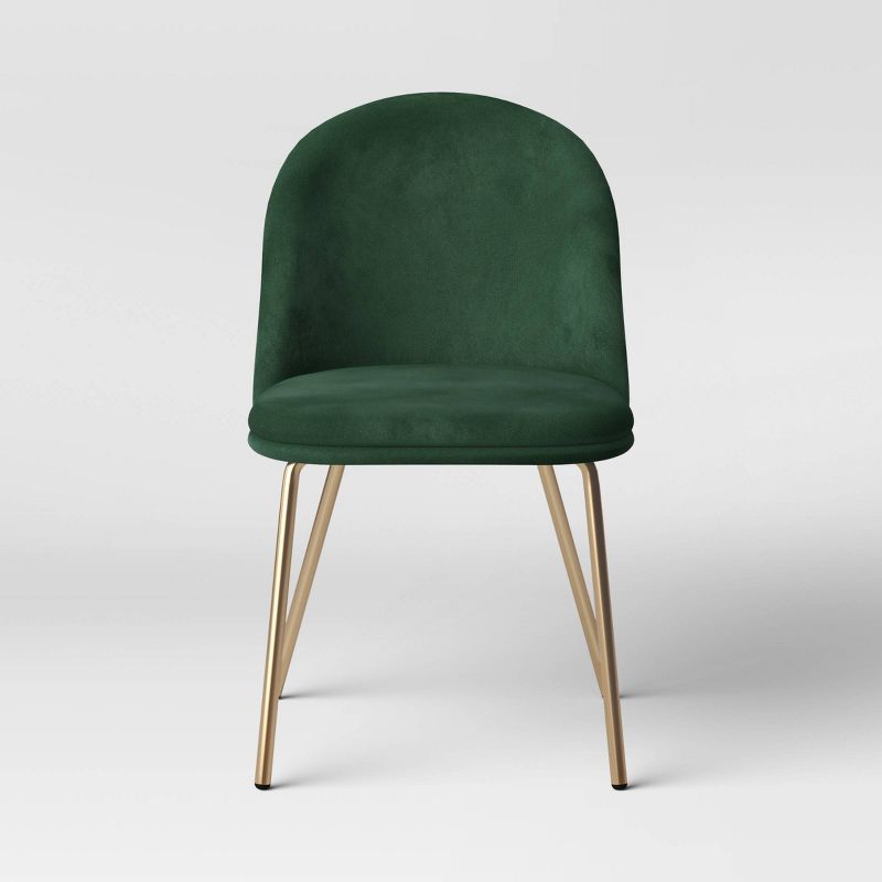 2pk Nils Brass Base Dining Chair Velvet Forest Green - Threshold&#8482;, 3 of 6