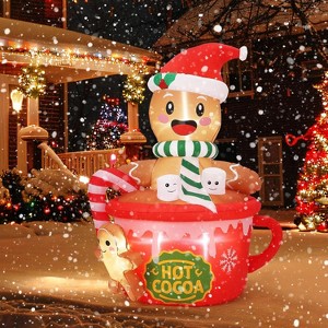8FT Gingerbread Man Christmas Inflatables, Christmas Inflatables Outdoor Decorations - 1 of 4