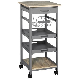 Kitchen Island Cart with Drawer, Rolling Kitchen Service Cart, Utility Trolley Cart on Wheels, 4 Tier Storage Cart for Kitchen Dining Room Coffee Bar - 1 of 4