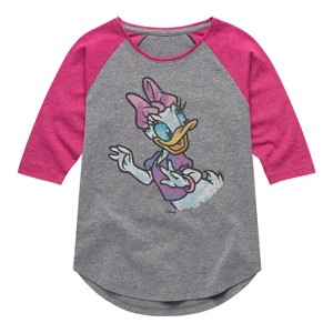 Girls' - Disney - Daisy Color Sketch Shirt Tail Raglan Graphic T-shirt - 1 of 3