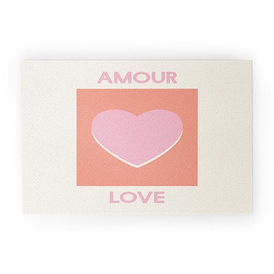 April Lane Art Amour Love Orange Pink Heart 30" x 20" Welcome Mat - Society6