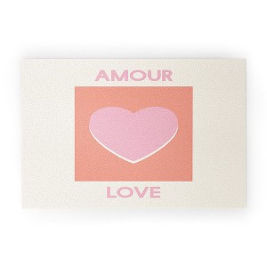 April Lane Art Amour Love Orange Pink Heart 30" x 20" Welcome Mat - Society6 - 1 of 3