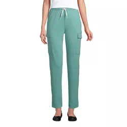 Lands' End Women's Tall Sport Knit High Rise Cargo Ankle Pants - Small Tall - Teal Shadow