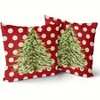 Lomsoe 2pcs Contemporary Style Short Plush Christmas Pillow Covers, Xmas Tree Green Red Polka Dots,,Farmhouse Holiday Decor. - 3 of 4