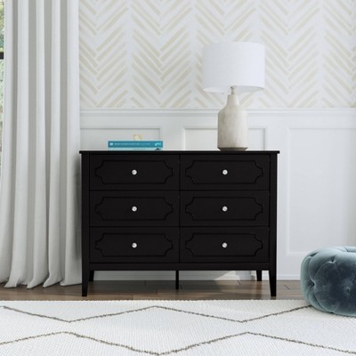 Ebony 6-Drawer Dresser with Crystal Knobs